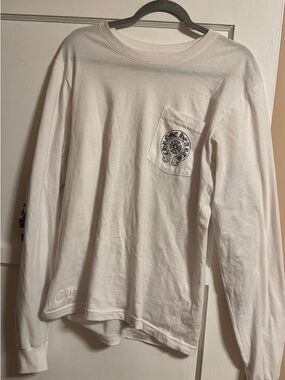 RESERVED White Long Sleeve Tee with Chest Pocket Logo